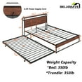 thumbnail image 3 of Bellemave Platform Bed Frame Full, Modern Bed Frame with Twin Size Trundle, Usb Ports and Storage Shelf, Metal Full Size Bed Frame with Headboard, Noise-Free, No Box Spring Needed(Black), 3 of 10