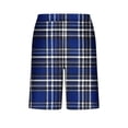 thumbnail image 4 of Ceisia Men's Loose Fit Checkered Print Home Shorts with Elastic Waist Lace-up Pockets Stretchy Casual 5/8 Length Pajama Bottoms Blue Gifts for Father 2X, 4 of 6