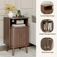 thumbnail image 4 of Whalefall Wood Night Stand with Charging Station, Mid Century Modern Fluted End Table with Storage for Living Room, Bedroom Curved Round Edge Beside Table with Sliding Tambour Doors, Walnut, 4 of 9