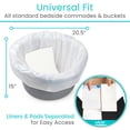 thumbnail image 5 of Vive Commode Liners with Absorbent Pads – Disposable Bedside Commode & Porta Potty Bags – Fits Standard, Bariatric, 3-in-1 & Folding Buckets – Leakproof Replacement Liners (72 Pack), 5 of 9