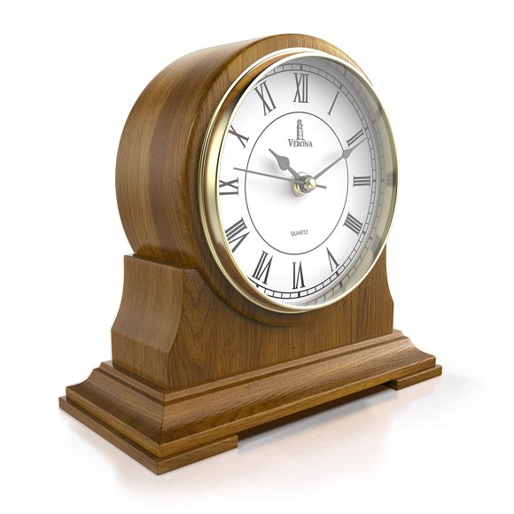 Mantel Clock for Living Room - Decorative Wood Mantle Clock Battery Operated - Silent Wooden Mantle Clock for Living Room Decor Above Fireplace Mantel, Office, Table, Shelf & Home Décor Gift 9x8.5