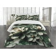 thumbnail image 4 of Ambesonne Dark Green Quilted Bedspread Set 3 Pcs, Magnolia Blooming Garden, Queen Size, Hunter Green and Off White, 4 of 4