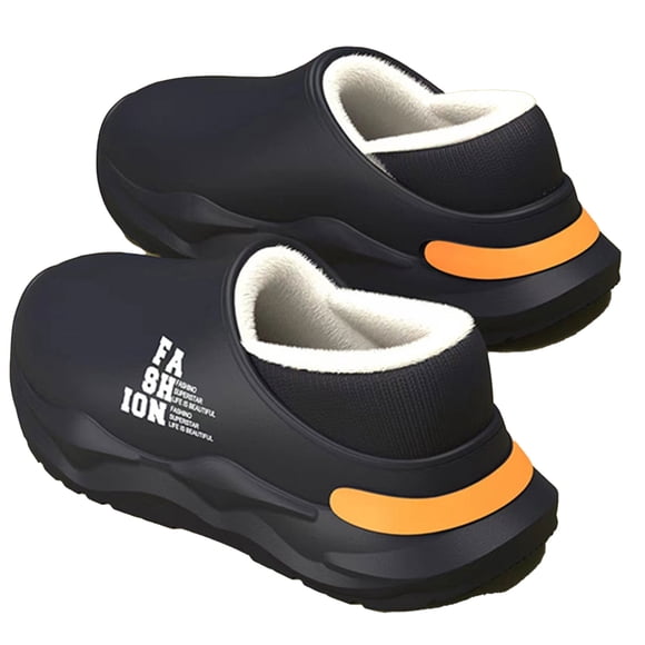 Winter Kitchen Shoes For Chef Men, Warm Plush Lining Indoor Cotton Waterproof Slippers Couple Platform Outdoor Non Slip Work Shoes, Soft And Comfortable