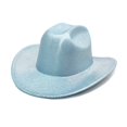 thumbnail image 3 of Holzkary Fedora Hat Wide Brim Summer Beach Sun Cap Panama Hat for Men Women Women's Big Brim Cowboy Hat Western Bowler Hat Blue M, 3 of 3