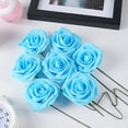 thumbnail image 3 of Morttic Artificial Flowers 25pcs Real Touch Fake Rose with Stems Foam Roses Bulk for DIY Wedding Bouquets Centerpieces Arrangements Party Baby Shower Home Decorations,Blue, 3 of 12