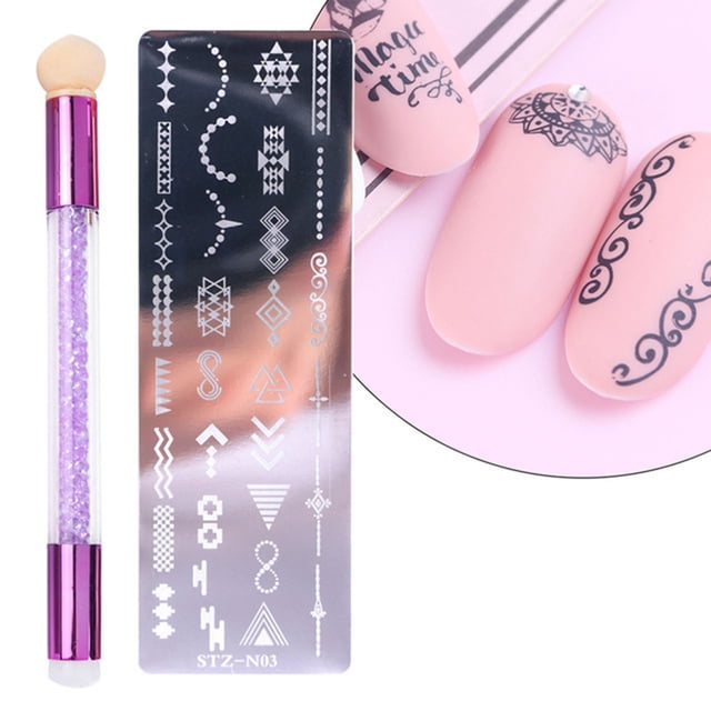 Flmtop 1Set Nail Stamping Plate Exquisite Pattern Shiny Effect DIY Nail Transfer Print Template for Makeup