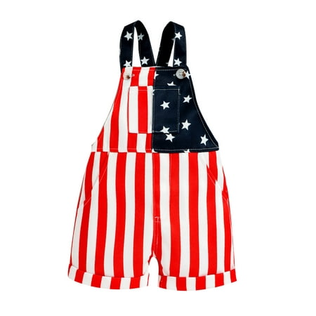 

Douhoow Independence Days Baby Jumpsuit Star Striped Printed Overalls Suspender Pants 0-18M