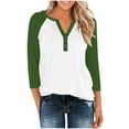 thumbnail image 5 of Perfectbot Womens Casual Tops 3/4 Sleeves Color Block Button Down Henley Shirts Summer Fall Basic Blouse, 5 of 8