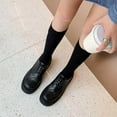 thumbnail image 1 of Bottines pour Femmes Plateforme Épaisse Rétro Britannique Mode Lacets Chaussures en Cuir Brillant Talon Haut, 1 of 3