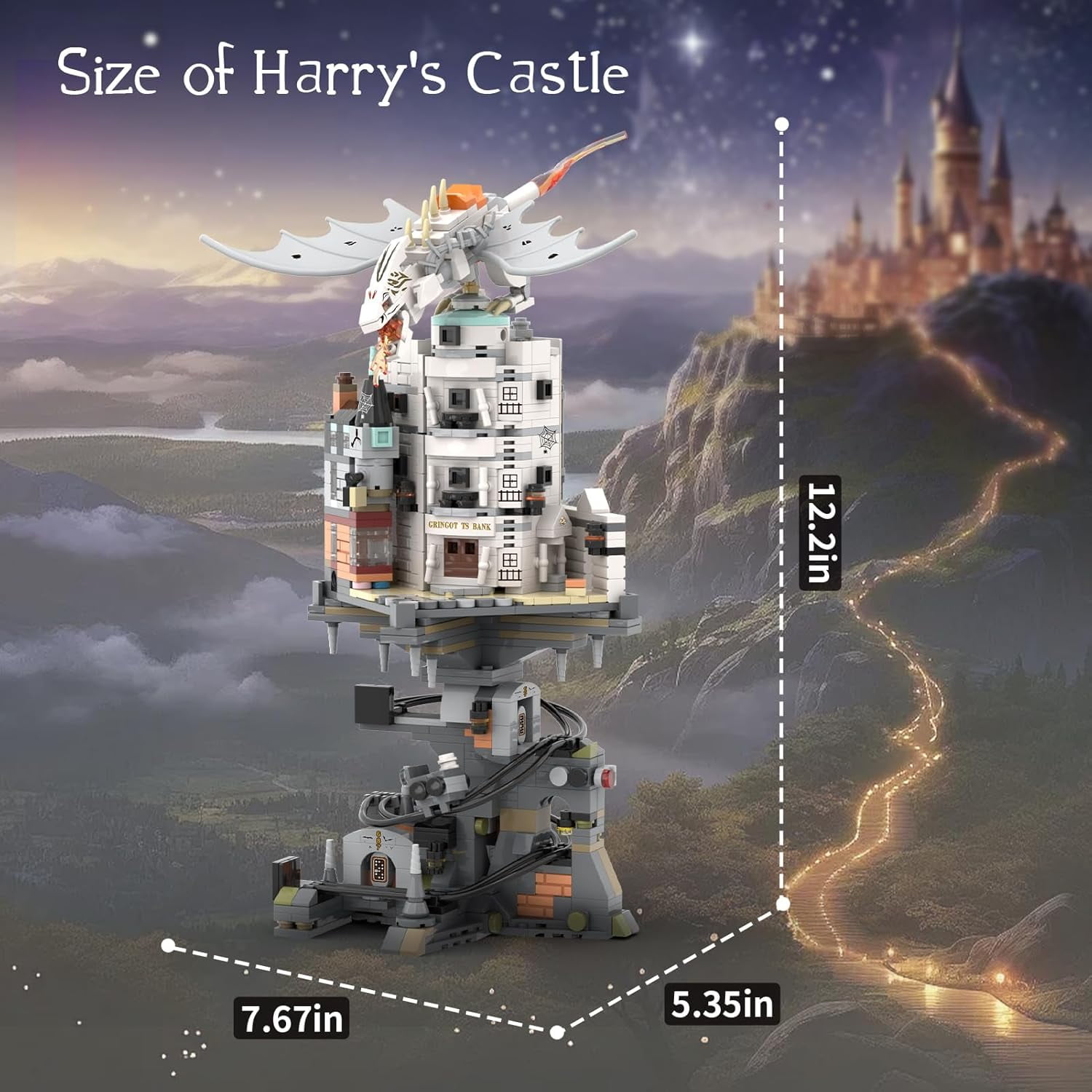 Harry Wizarding Bank Building Set Potter Architecture Model Compatible with Lego 1056Pcs