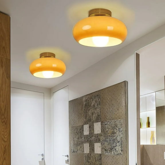 UEEYAC French Medieval Minimalist Bedroom Egg Tart Shaped Ceiling Light