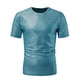 thumbnail image 1 of pstuiky Camisas casuales de manga corta para hombre, Top de cuello redondo de manga corta con purpurina para discoteca de color liso para hombre ropa de hombre s, 1 of 3