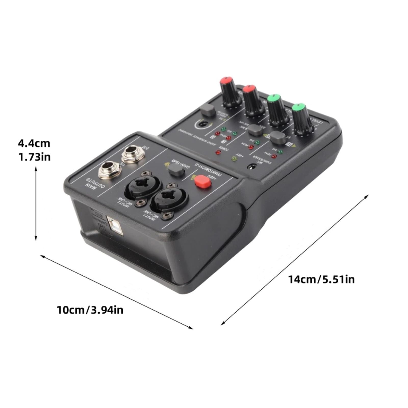 NATEFEMIN 16-Bit 48kHz USB Sound Mixing Console 2 Channel Portable Audio Interface for Music and Karaoke