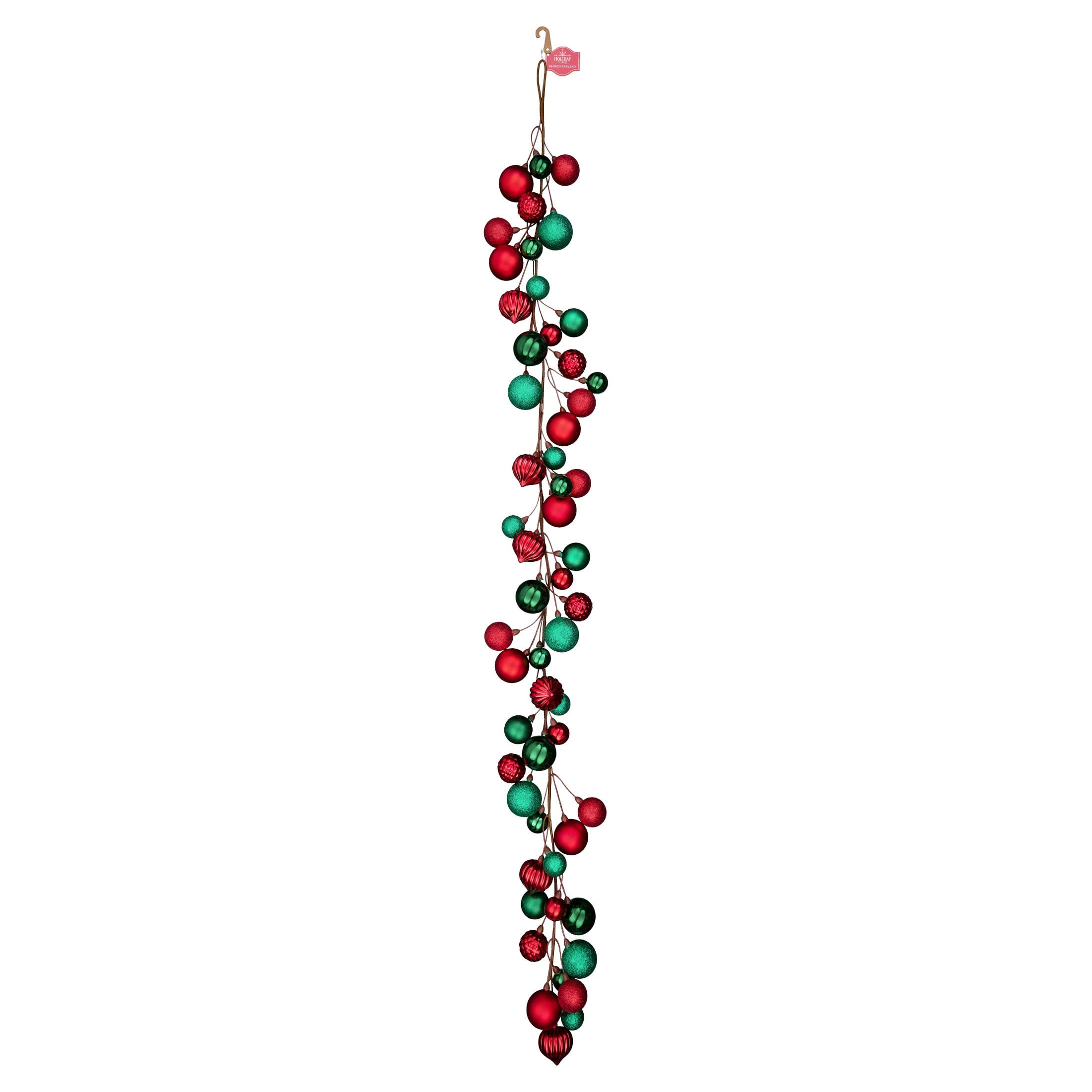 Ornament Branch Christmas Garland, Red and Green, 65", by Holiday Time