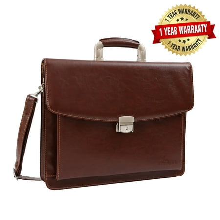 Brown Leather Briefcase, Mens Business Messenger Bag for (Best Briefcases For Men)