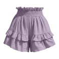 thumbnail image 5 of Zynoxe Skorts for Women Comfort Elastic Waist Womens Solid Color Skorts Trendy Versatile Tiered Ruffled Hem Mini Skirt Shorts Lightweight Breathable Cotton Linen Summer Skorts S, 5 of 7