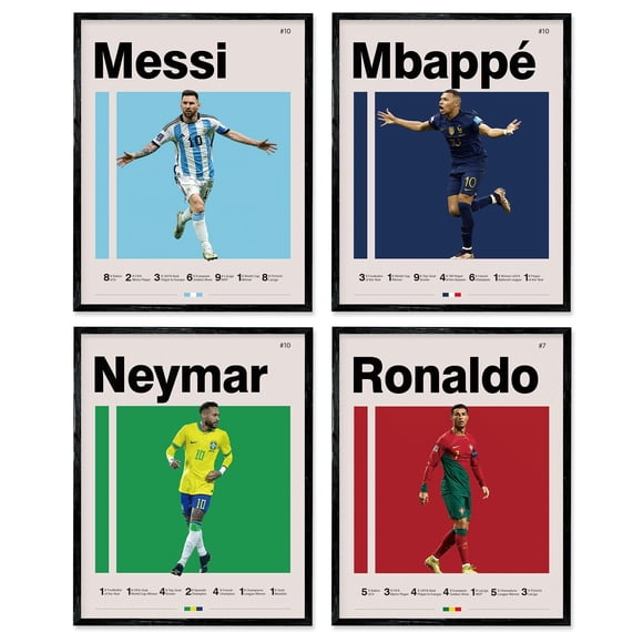 Set de 4 pósters de fútbol en lienzo 20x25 cm A ART·ZONE