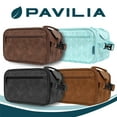 thumbnail image 6 of PAVILIA Large Toiletry Bag for Men Women, Mens Travel Bag Toiletries Organizer Case for Grooming, Travel Essentials Shaving Dopp Kit, PU Leather Water Resistant Cosmetic Pouch, Dark Brown, 6 of 6
