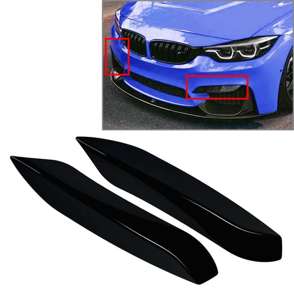 NS ABS Front Bumper Side Lip Diffuser Spoiler Splitter Glossy Black for F80 F81 M3 F82 F83 M4 14-20 Ca