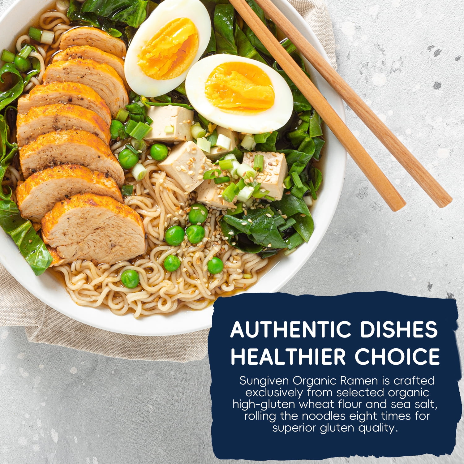 SUNGIVEN Organic Ramen Noodles, Healthy Low Sodium Noodles, Ready in 3 Minutes, Non-Fried Instant Noodles, No Additives or Preservatives, 2.46 OZ (Pack of 20) 49.38 Oz