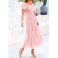 thumbnail image 3 of Vestido MIDI con fruncidos y tul color rosa claro para mujer PRETTYGARDEN talla XL, 3 of 7