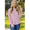 thumbnail image 1 of POGLIP Women's Pink Crochet Lace Pointelle Knit Sweater, 1 of 6