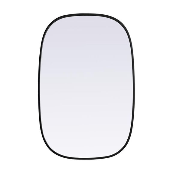 Elegant Decor Metal Frame Oval Mirror 24x36 Inch in Black