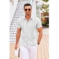 thumbnail image 4 of COOFANDY Mens Short Sleeve Cuban Guayabera Shirt Casual Summer Beach Button Down Shirts Resort Vacation Shirts, 4 of 8