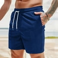 thumbnail image 2 of VSSSJ Mens Corduroy Workout Running Shorts Lightweight Drawstring Elastic Waist Gym Shorts Loose Breathable Athletic Shorts with Pockets Blue L, 2 of 7