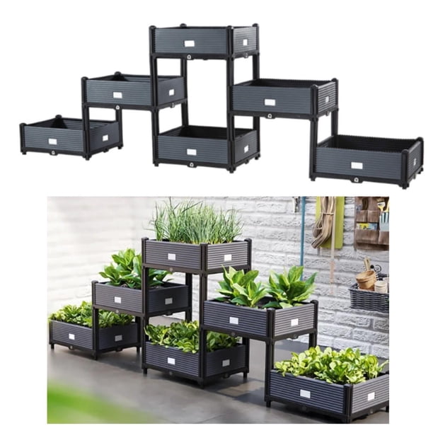 Caja de Jardinería Escalonada Caja de Flores Elevada Caja de Jardín Elevada Cama de Jardín Elevada Contenedor de Plantas para Jardín Verduras Porche J 250 cm x 40 cm x 79 cm