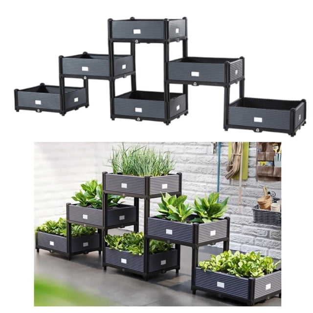Caja de Jardinería Escalonada Caja de Flores Elevada Caja de Jardín Elevada Cama de Jardín Elevada Contenedor de Plantas para Jardín Verduras Porche J 250 cm x 40 cm x 79 cm