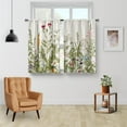 thumbnail image 2 of Floral Rustic Plant Kitchen Curtains - Spring Flower Botanical Vintage Farmhouse Country Green Leaves Cafe Short Tier Curtains Decor Wildflower Rod Pocket Window Drapes 36 Inch Length 2 Panels Set, 2 of 5