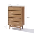 thumbnail image 2 of LuxenHome Oak Finish Manufactured Wood 48.5-Inch Tall 5-Drawer Bachelor Chest, 2 of 8