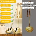 thumbnail image 6 of Soup Ladle Slotted Spoon Set, 304 Stainless Steel 12.2Inch Metal Ladle, Extra Large Soup Spoon with Long Handle for Serving, Cooking, Stirring, Serving Soups, Gold, 6 of 7