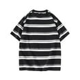 thumbnail image 2 of LYEAA Mens Casual Shirts Short Sleeve Crew Neck Loose Summer Pullover T-shirts Striped Soft Comfortable Breathable Men's Tops Black XL, 2 of 4