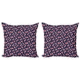 thumbnail image 1 of Ambesonne Floral Throw Pillow Cover 2 Pack, Brush Flower Bouquet, 20", Coral Pink and Dark Blue, 1 of 2