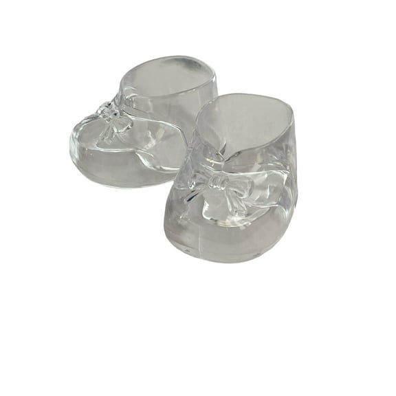 Charmed 12 Small Plastic Baby Booties Shoes Candy Holders Decoration Favors 2"x 3" - Clear