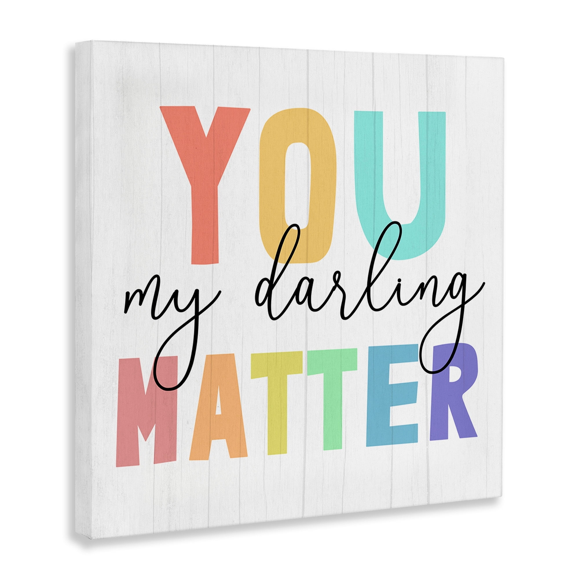Stupell Industries You Darling Matter Rainbow Letters Striped Background,36 x 36, Design by Daphne Polselli