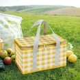 thumbnail image 4 of Xecvkr Foldable Oxford Cloth Picnic Basket 35x20x1cm 13.77x7.87x0.39in Large Capacity Hand Carry for Outdoor Garden Party Red Yellow, 4 of 6