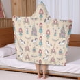 thumbnail image 5 of Beige Princess Carriage Pattern Hooded Bath Towel，50"x30" for Ages 3 To 12 Kids, Quick Dry Lightweight Soft Microfiber Hood Beach Towel Cover Up for Kids, 5 of 7