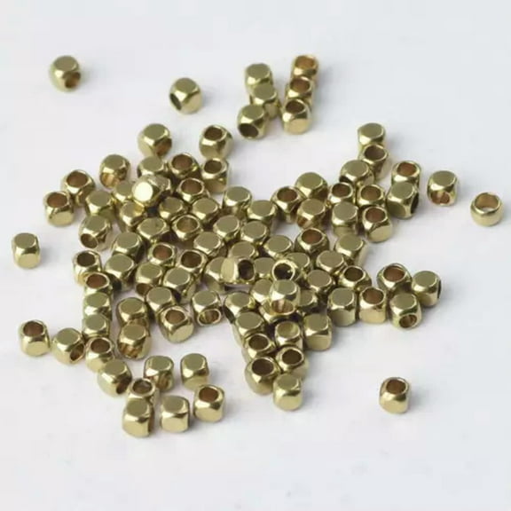U8MO 2mm 3mm 4mm 5mm 6mm Solid Brass Cube Metal Gold Loose Spacer Beads lots DIY-2.5mm 100pcs
