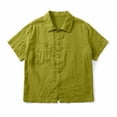 thumbnail image 4 of cfhntfmh Cotton Linen Tops for Women Collared V Neck Short Sleeve Shirt with Pockets Casual Button down Summer Work Tops, 4 of 7
