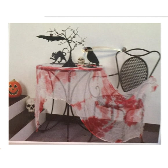 Décoration d'Halloween en Tissu de Toile de Gaze Rouge 72 "x 30" Décor Effrayant