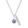 thumbnail image 1 of Delight Jewelry Silvertone 3-D Blue Striped Ornament Silvertone Sisters Best Friends Forever Bar Charm Necklace, 23", 1 of 4