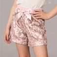thumbnail image 2 of CYRBOKO Girls Sequins Shorts, Elastic Waist Cotton Holiday Performance Dancewear Shorts Pink Size 3-4 T, 2 of 6