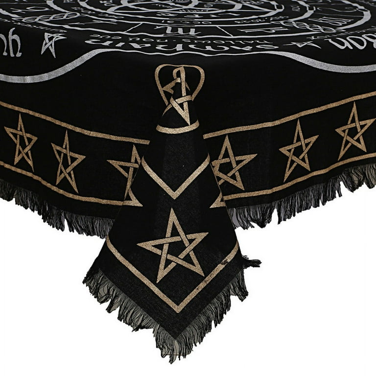 Tree Of Life Tarot Altar Cloth — 18x18 Inch Handmade Cotton Divination Tablecloth With Fringes, Silver Trunk Design
