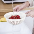 thumbnail image 4 of Round Perforated Drainage Basket, HandLED 8.5" Deep Plastic Rice Washing Sieve, Kitchen Vegetable Fruit Strainer, Hollow Drain Colander, Household Food Prep Draining Accessory,White, 4 of 4