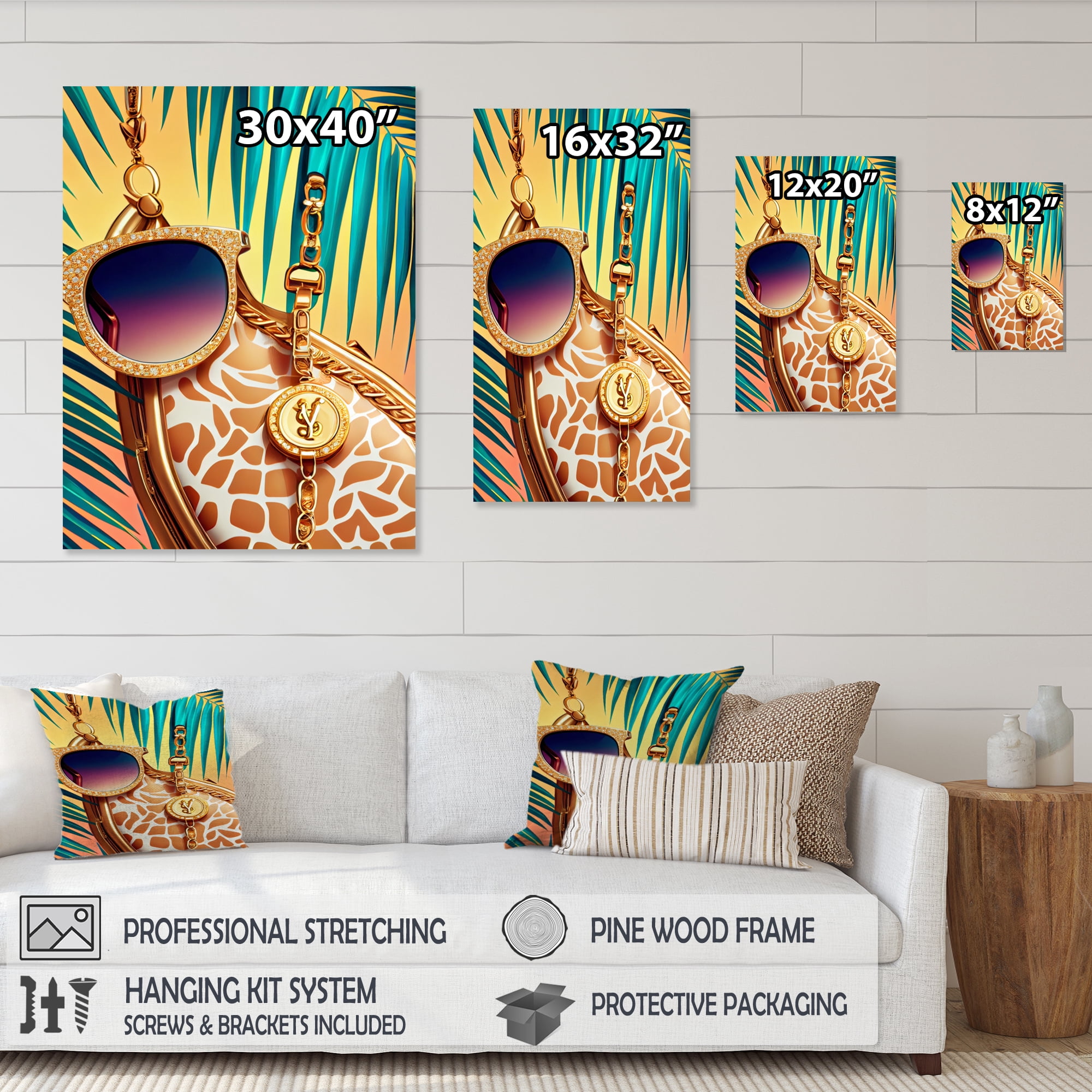 Designart Celebrity Fashion Girafe V Canvas Wall Art