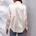 thumbnail image 4 of Camisa de satén lisa con botones y manga larga para mujer, 4 of 8