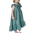 thumbnail image 3 of Sngxgn Girl's A Line Flowy Ruffle Sleeveless Party Mini Dress(Blue,100), 3 of 5